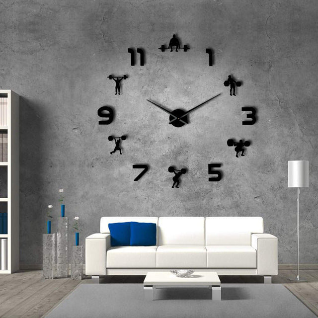 Weightlifting Fitness Room Wall Clock