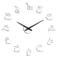 Load image into Gallery viewer, Bunny Mirror Sticker Numbers Wall Clock