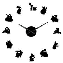 Load image into Gallery viewer, Bunny Mirror Sticker Numbers Wall Clock