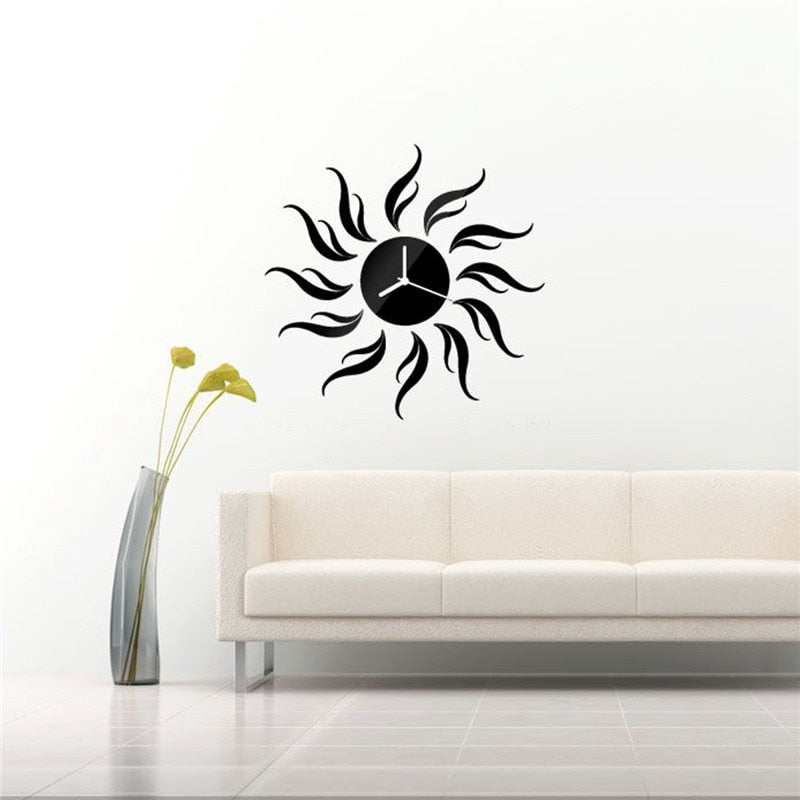 Modern Sunflower Shape Mirror Wall Clock